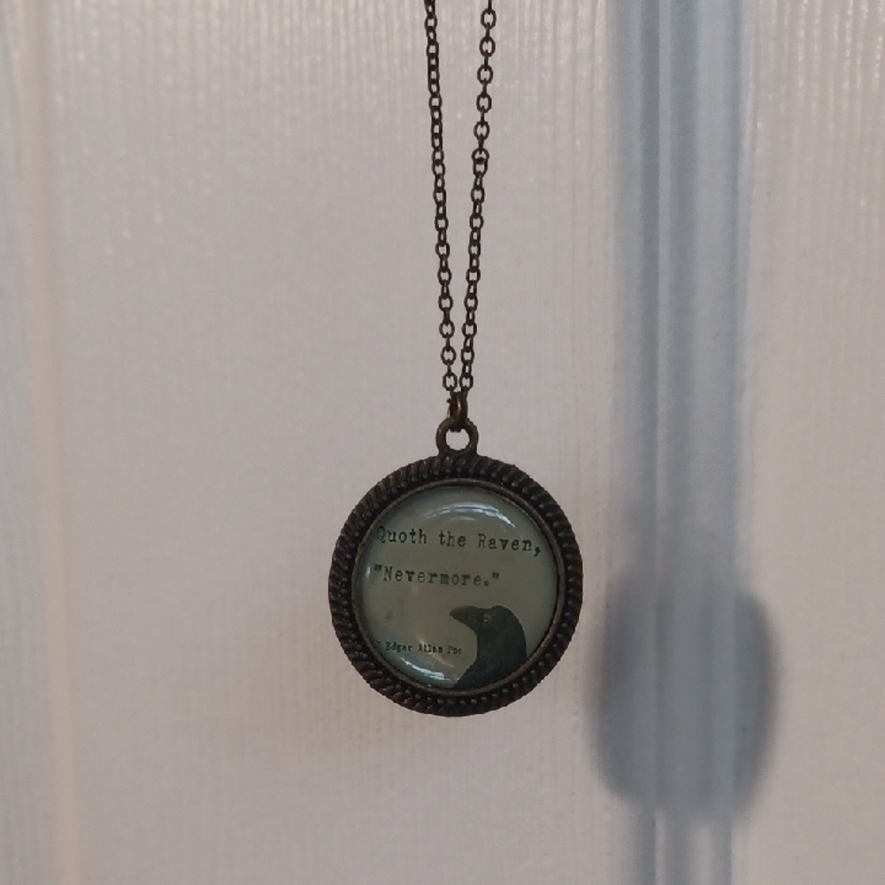 Halloween Edgar Allen Poe Raven Necklace - Picture 3 of 4